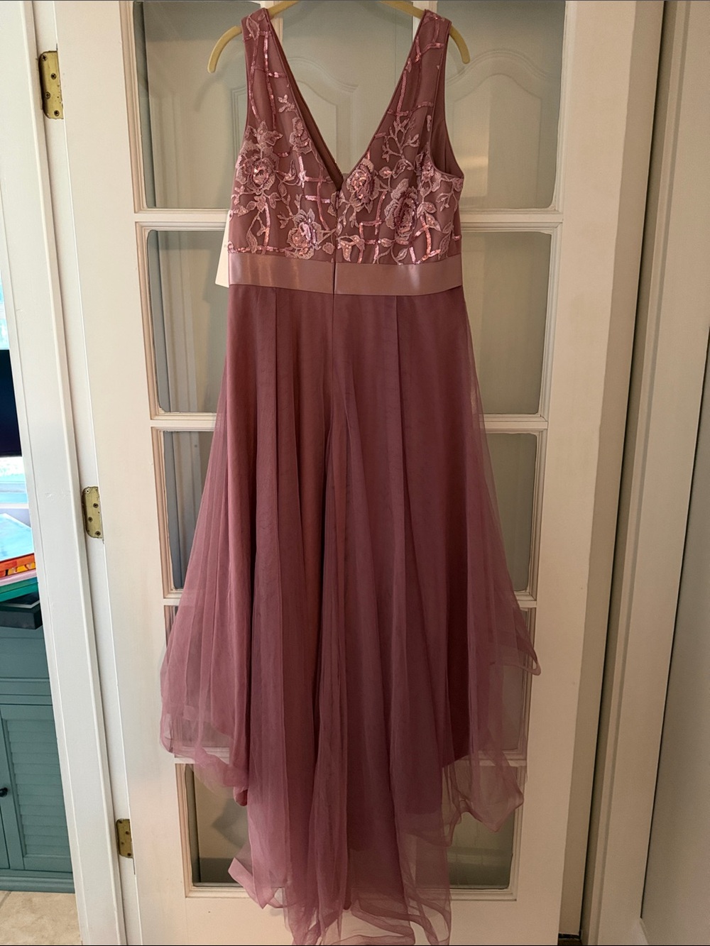 Ever Pretty Dusty Mauve V-Neck High-Low Tulle Dress - Picture 5 of 7